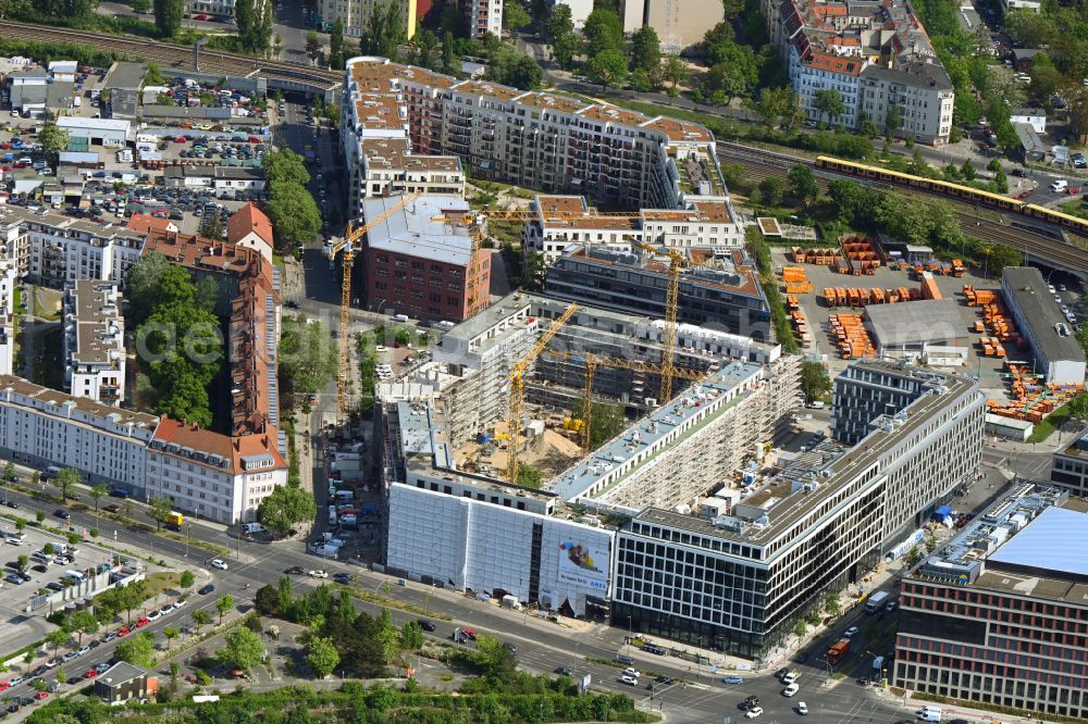 Aerial image Berlin - New construction of an office and commercial building ensemble of the LIP - Ludger Inholte Projektentwicklung in the district of Schoeneberg in Berlin, Germany