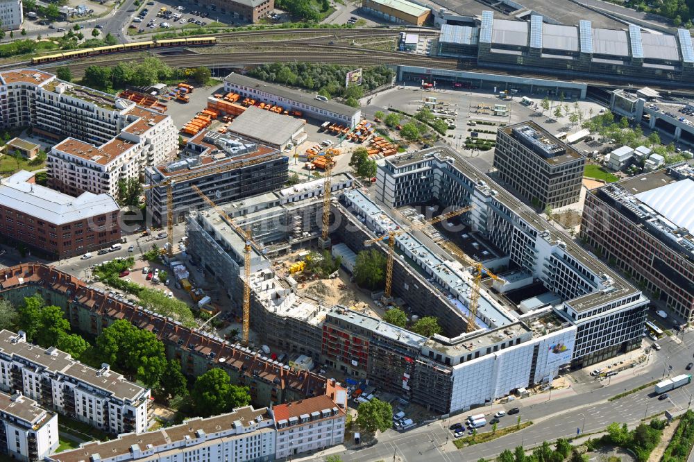 Berlin from above - New construction of an office and commercial building ensemble of the LIP - Ludger Inholte Projektentwicklung in the district of Schoeneberg in Berlin, Germany