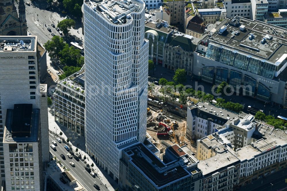 Aerial photograph Berlin - Construction site to build a new office and commercial building on Gelaende the formerly Gloria Palast on Kurfuerstendonm in the district Charlottenburg in Berlin, Germany