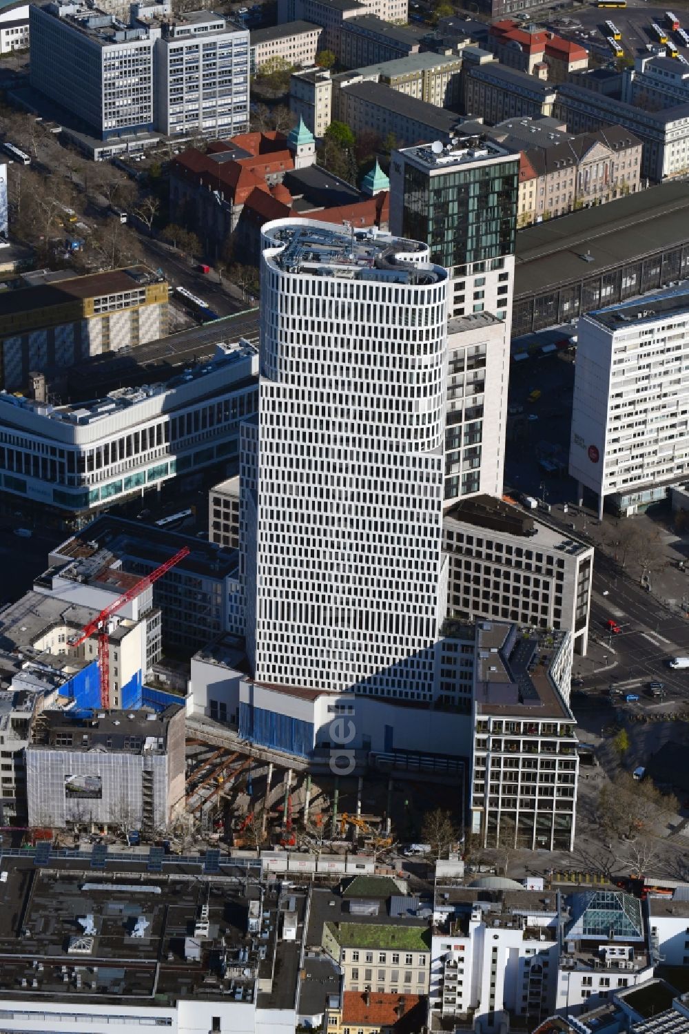 Aerial image Berlin - Construction site to build a new office and commercial building on Gelaende the formerly Gloria Palast on Kurfuerstendonm in the district Charlottenburg in Berlin, Germany