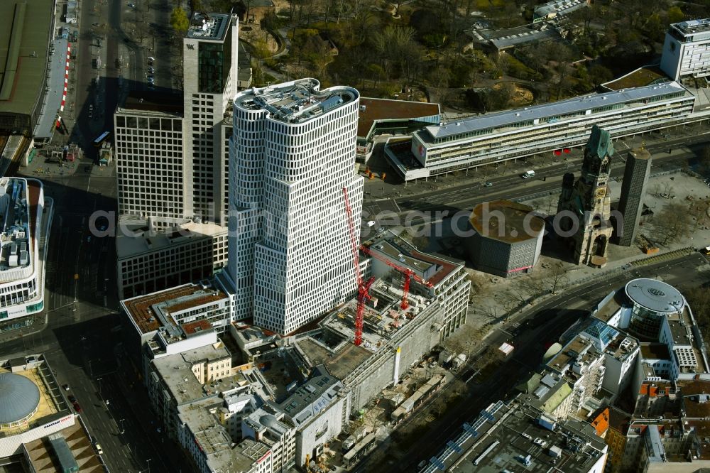 Aerial photograph Berlin - Construction site to build a new office and commercial building on Gelaende the formerly Gloria Palast on Kurfuerstendonm in the district Charlottenburg in Berlin, Germany