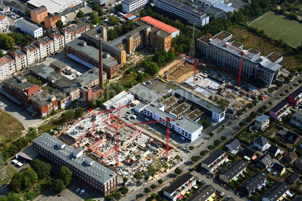 Aerial image Berlin - Construction site to build a new office and commercial building Leo on Bornitzstrasse in the district Lichtenberg in Berlin, Germany