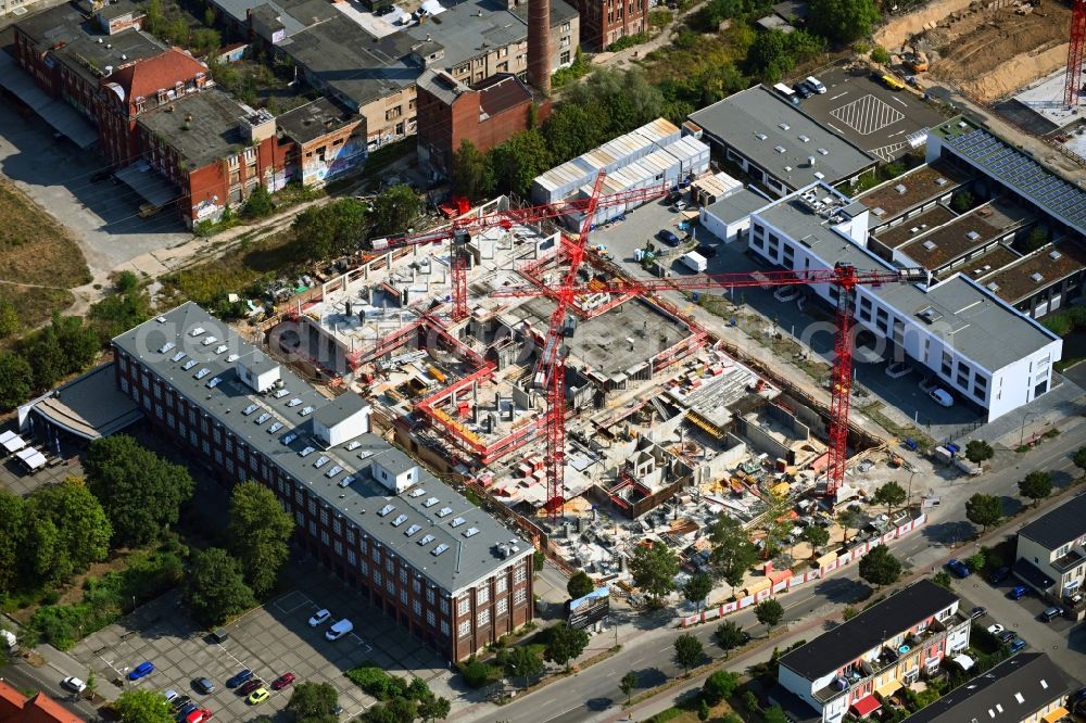 Aerial photograph Berlin - Construction site to build a new office and commercial building Leo on Bornitzstrasse in the district Lichtenberg in Berlin, Germany