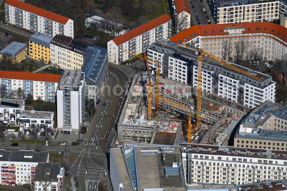 Aerial image Dresden - Construction site to build a new office and commercial building of Annenhoefe on Schweriner Strasse corner Freiberger Strasse in the district Wilsdruffer Vorstadt in Dresden in the state Saxony, Germany