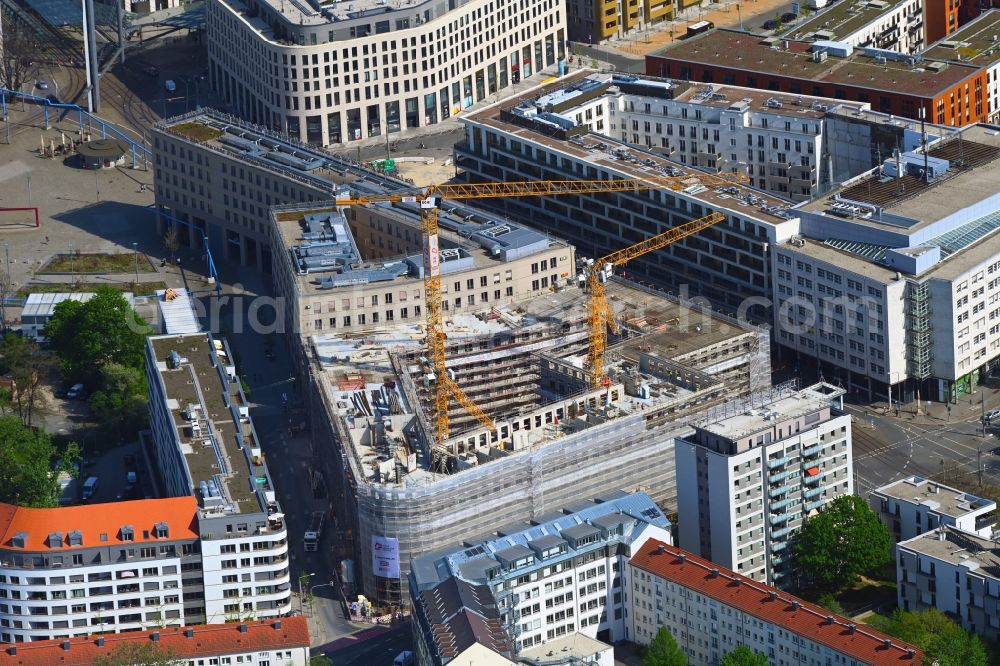 Aerial photograph Dresden - Construction site to build a new office and commercial building of Annenhoefe on Schweriner Strasse corner Freiberger Strasse in the district Wilsdruffer Vorstadt in Dresden in the state Saxony, Germany