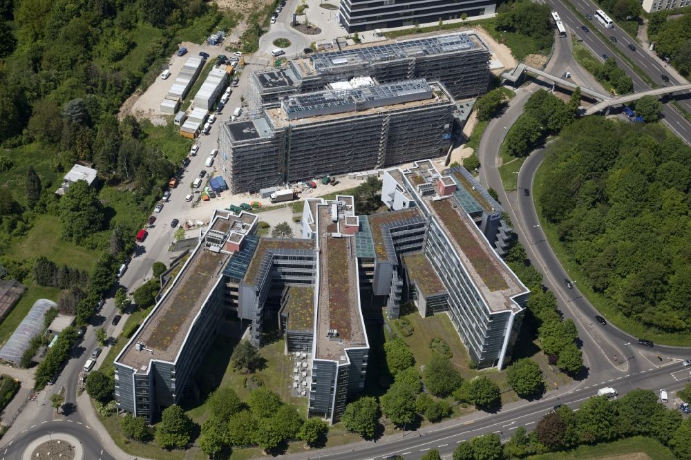 Aerial image Wiesbaden - Construction site to build a new office and commercial building AXA Abraham Lincoln Park Wiesbaden on Abraham-Lincoln-Strasse in Wiesbaden in the state Hesse, Germany