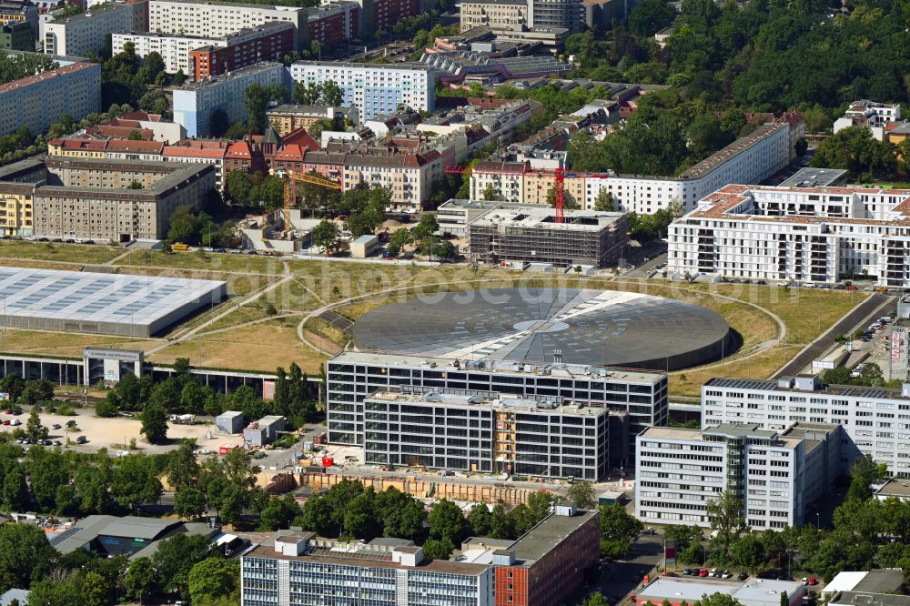 Aerial photograph Berlin - Construction site to build a new office and commercial building of the building project Scale along the Storkower Strasse in the district Prenzlauer Berg in Berlin, Germany