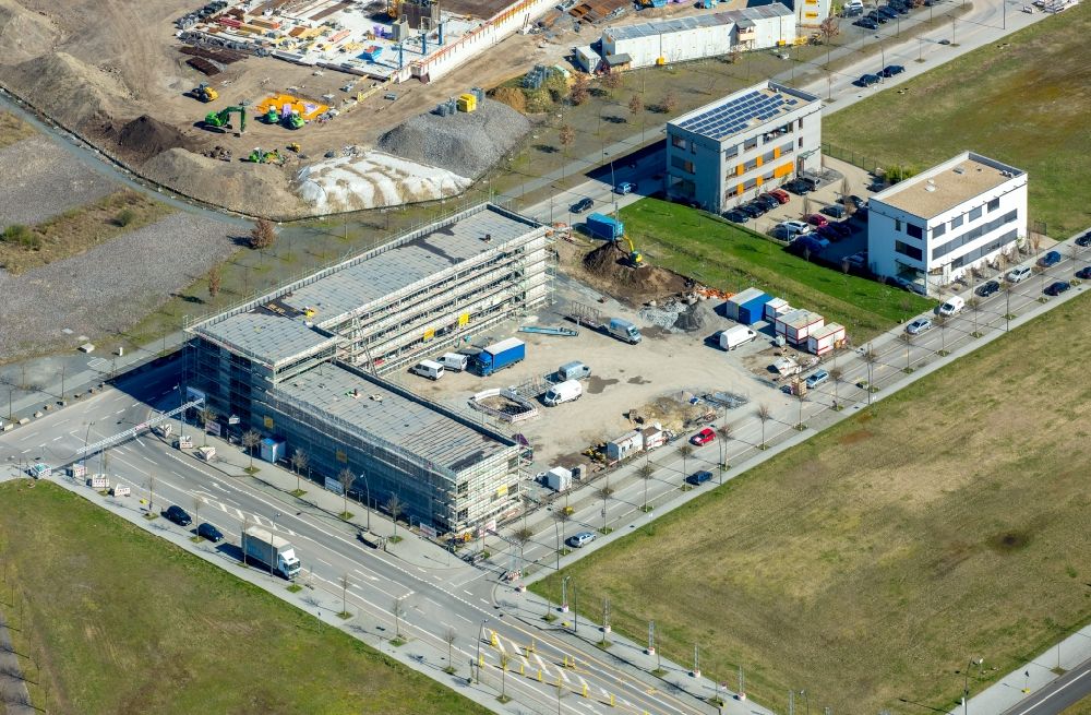 Aerial image Dortmund - Construction site to build a new office and commercial building of Bechtle AG on Walter-Bruch-Strasse in Dortmund in the state North Rhine-Westphalia, Germany