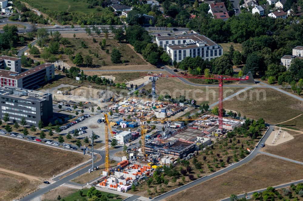 Würzburg from above - Construction site to build a new office and commercial building Beltwalk - Landsteinerstrasse in the district Frauenland in Wuerzburg in the state Bavaria, Germany