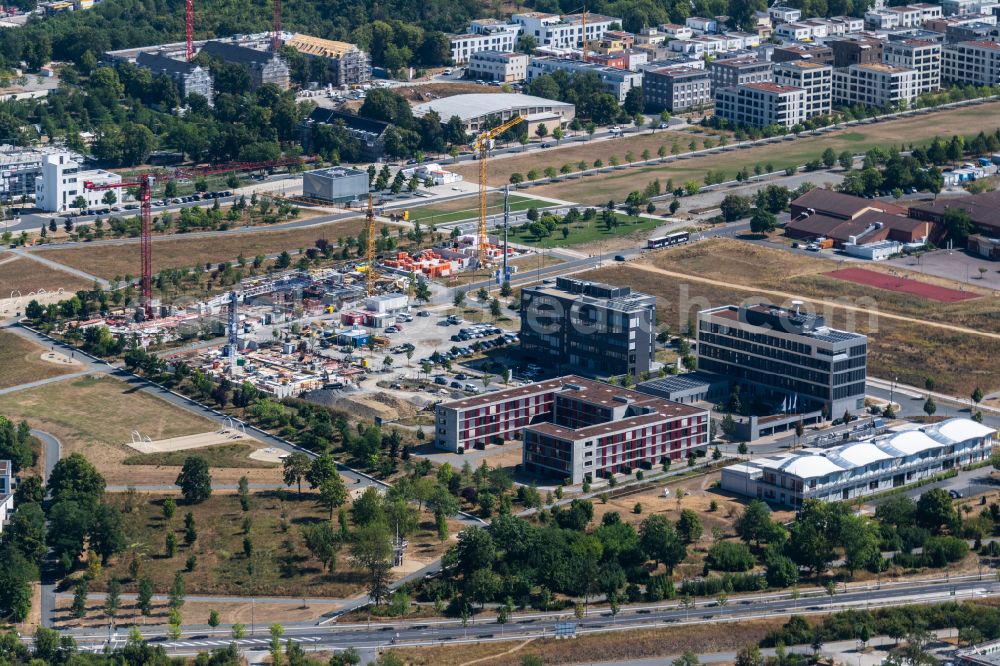 Würzburg from the bird's eye view: Construction site to build a new office and commercial building Beltwalk - Landsteinerstrasse in the district Frauenland in Wuerzburg in the state Bavaria, Germany