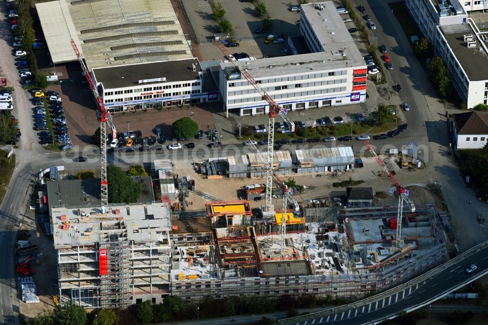 Aerial image Wolfsburg - Construction site to build a new office and commercial building Berliner Haus in the district Hesslingen in Wolfsburg in the state Lower Saxony, Germany