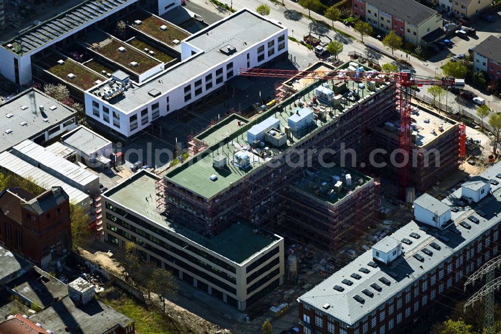 Aerial image Berlin - Construction site to build a new office and commercial building on Bornitzstrasse in the district Lichtenberg in Berlin, Germany