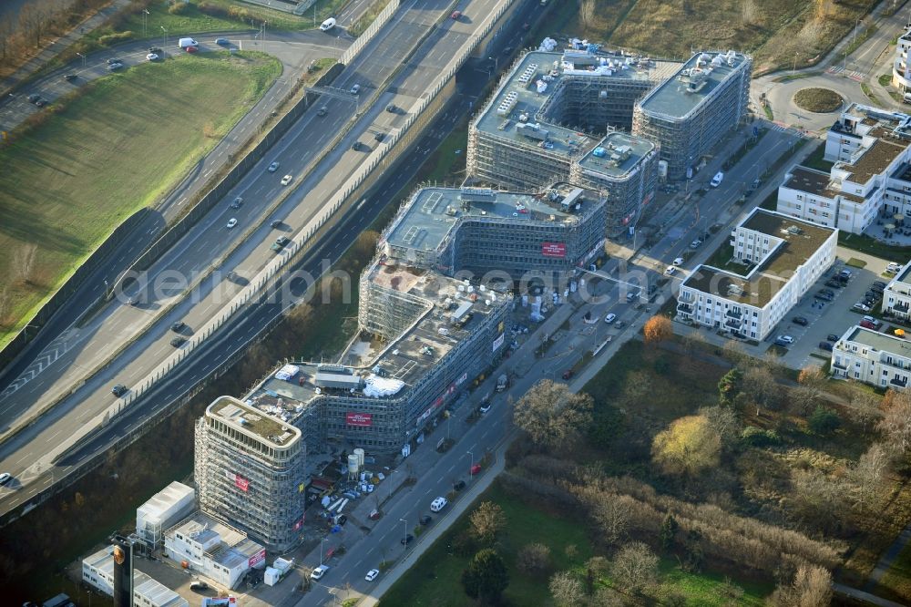 Aerial photograph Berlin - Construction site to build a new office and commercial building Brain Box Berlin in Berlin - Adlershof, Germany