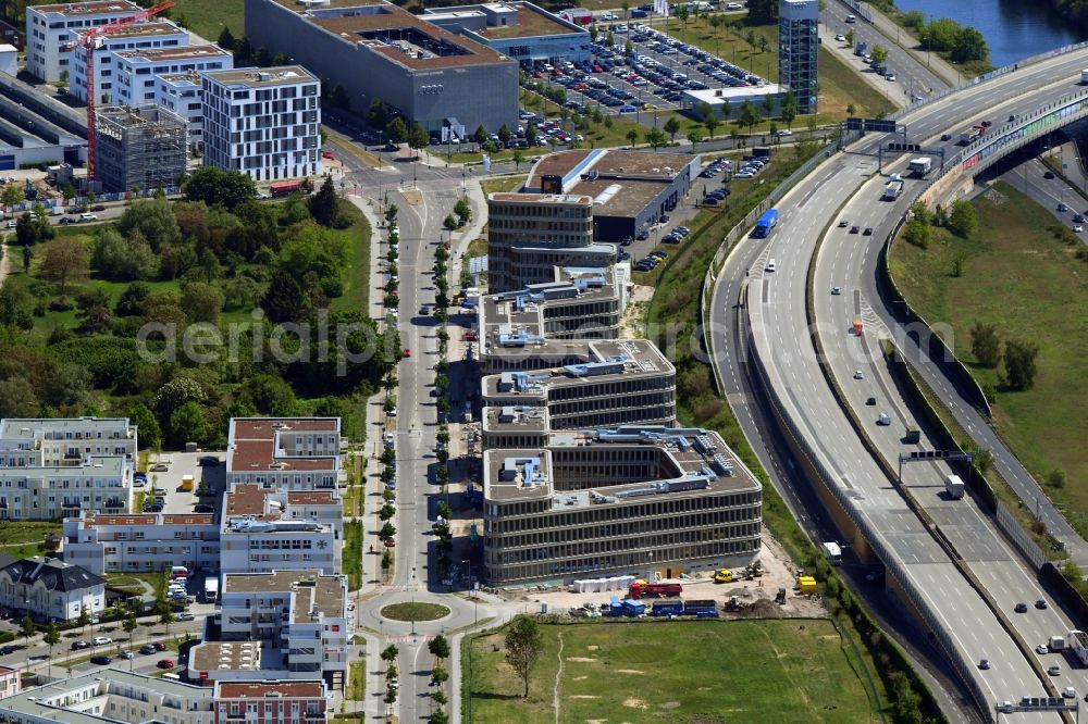 Berlin from above - Construction site to build a new office and commercial building Brain Box Berlin in Berlin - Adlershof, Germany
