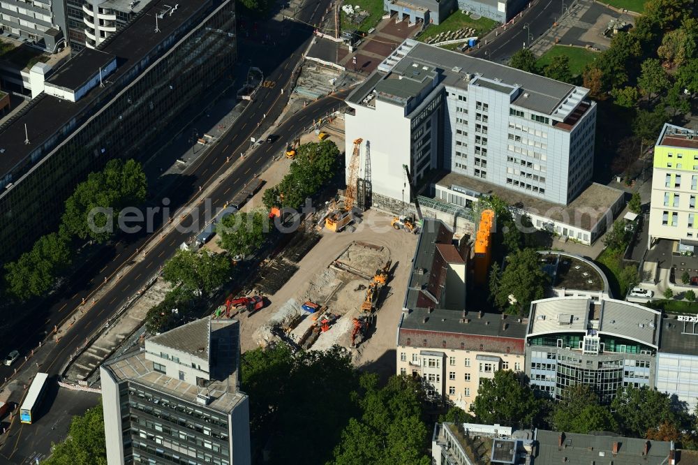 Aerial photograph Berlin - Construction site to build a new office and commercial building of Federal Board of Trade Union Confederation DGB on Kleiststrasse corner Kleithstrasse in the district Schoeneberg in Berlin, Germany