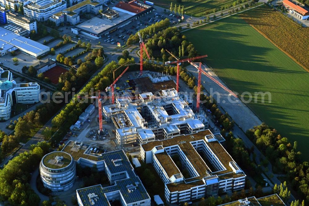 Aerial photograph Aschheim - Construction site to build a new office and commercial building Campus One on Erdinger Landstrasse - Einsteinring in the district Dornach in Aschheim in the state Bavaria, Germany