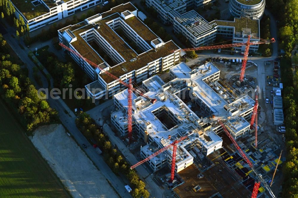 Aerial image Aschheim - Construction site to build a new office and commercial building Campus One on Erdinger Landstrasse - Einsteinring in the district Dornach in Aschheim in the state Bavaria, Germany