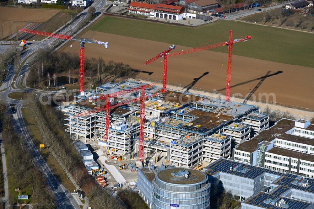 Aerial image Aschheim - Construction site to build a new office and commercial building Campus One on Erdinger Landstrasse - Einsteinring in the district Dornach in Aschheim in the state Bavaria, Germany