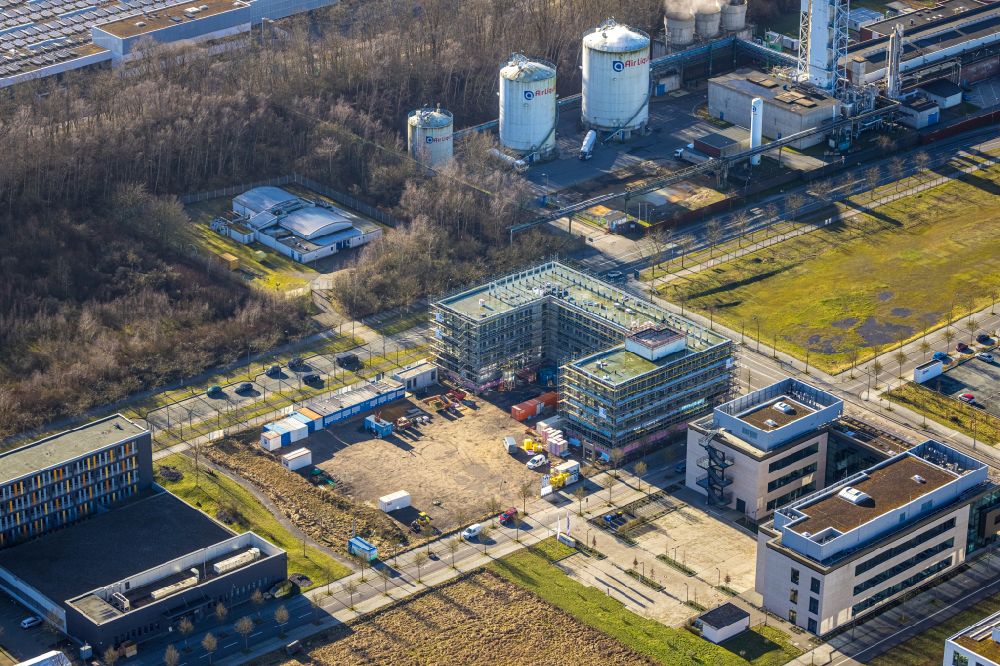 Aerial photograph Dortmund - Construction site to build a new office and commercial building on street Walter-Bruch-Strasse - Konrad-Adenauer-Strasse - Antonio-Segni-Strasse in the district Phoenix West in Dortmund at Ruhrgebiet in the state North Rhine-Westphalia, Germany