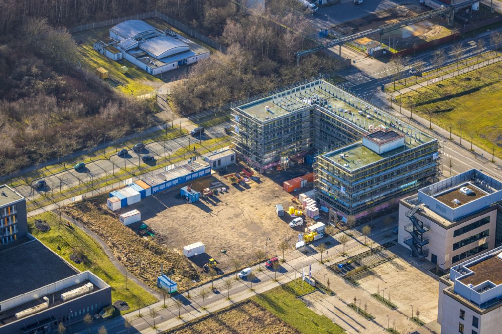 Dortmund from above - Construction site to build a new office and commercial building on street Walter-Bruch-Strasse - Konrad-Adenauer-Strasse - Antonio-Segni-Strasse in the district Phoenix West in Dortmund at Ruhrgebiet in the state North Rhine-Westphalia, Germany