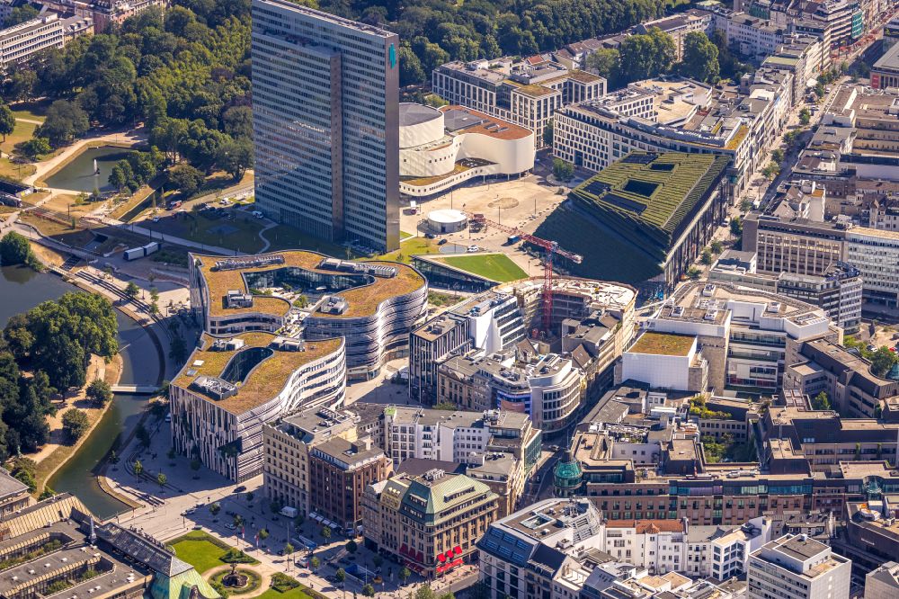 Aerial photograph Düsseldorf - Construction site to build a new office and commercial building in Duesseldorf at Ruhrgebiet in the state North Rhine-Westphalia, Germany