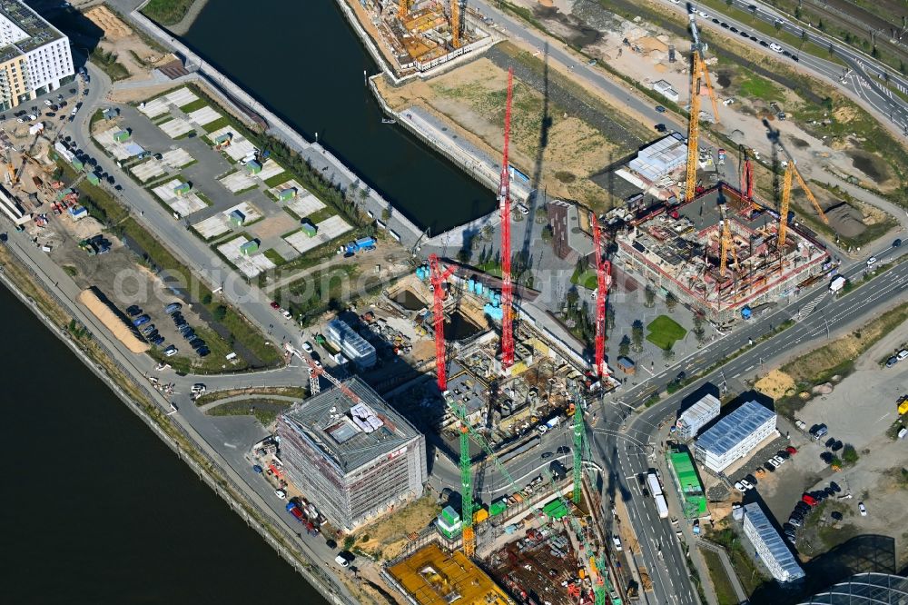 Aerial image Hamburg - Construction site to build a new office and commercial building EDGE ElbSide on place Amerigo-Vespucci-Platz in the district HafenCity in Hamburg, Germany