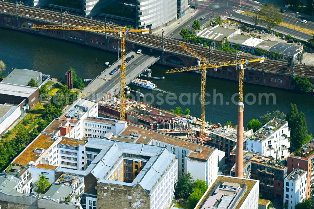 Aerial image Berlin - Construction site to build a new office and commercial building Elements between Spreeufer and Michaelkirchstrasse in the district Mitte in Berlin, Germany