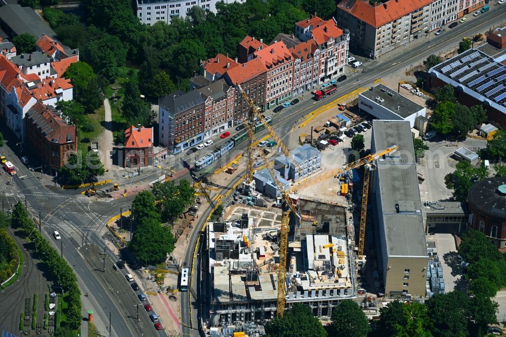 Aerial image Hannover - Construction site to build a new office and commercial building of the Enercity AG on Glockseestrasse in the district Calenberger Neustadt in Hannover in the state Lower Saxony, Germany