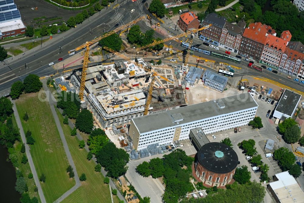 Aerial photograph Hannover - Construction site to build a new office and commercial building of the Enercity AG on Glockseestrasse in the district Calenberger Neustadt in Hannover in the state Lower Saxony, Germany