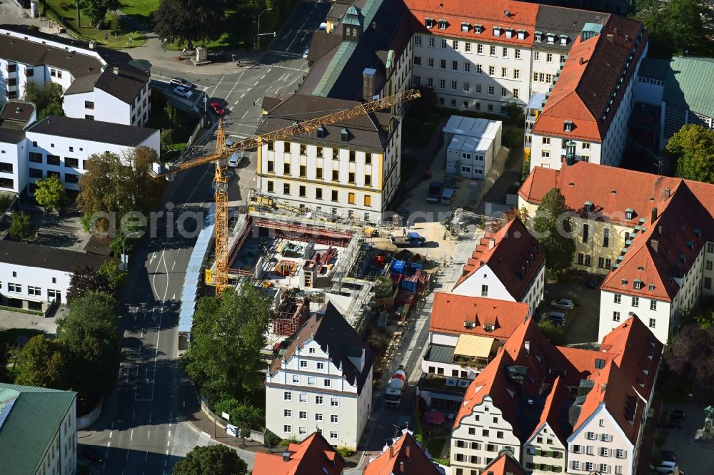 Aerial image Dillingen an der Donau - Construction site to build a new office and commercial building on Erzbischof-Stimpfle-Strasse in Dillingen an der Donau in the state Bavaria, Germany