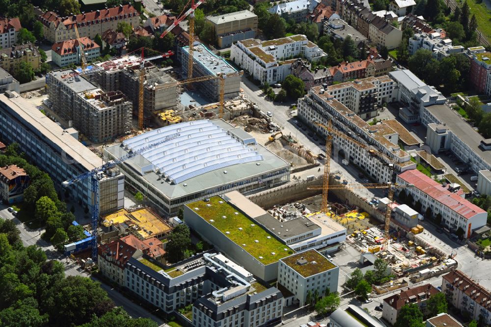 Aerial photograph München - Construction site to build a new office and commercial building FABRIK office in Munich in the state Bavaria, Germany