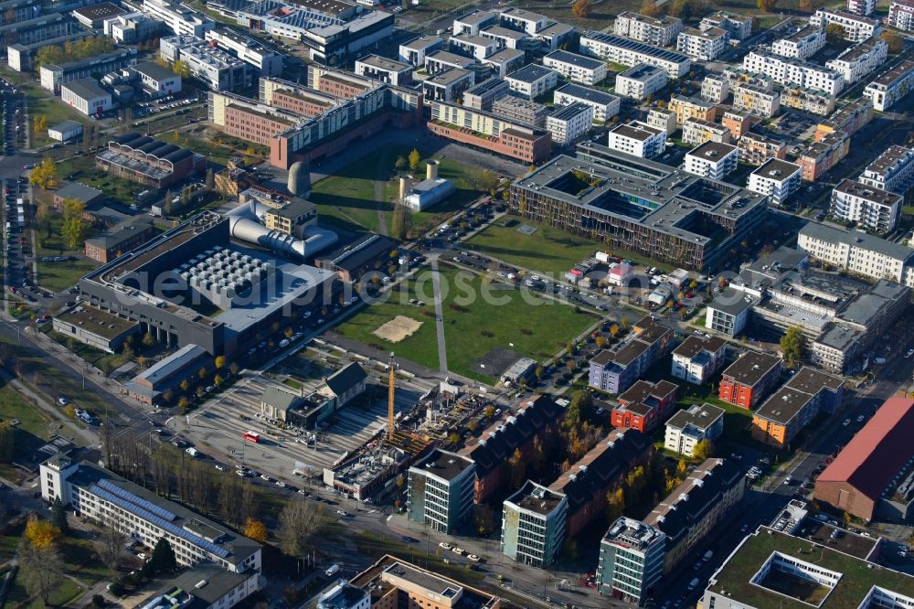 Aerial image Berlin - Construction site to build a new office and commercial building Am Forum and Ecowiss on Erich-Thilo-Strasse corner Rudower Chaussee in Berlin, Germany