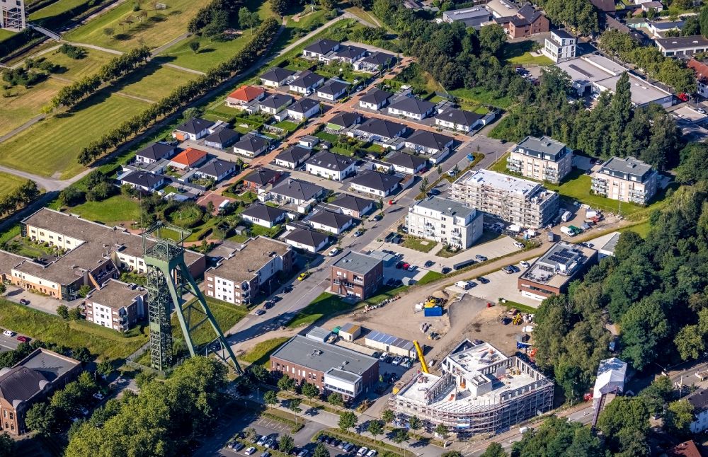 Oberhausen from above - Construction site to build a new office and commercial building Haus of Gruenen Verbaende in Oberhausen at Ruhrgebiet in the state North Rhine-Westphalia, Germany