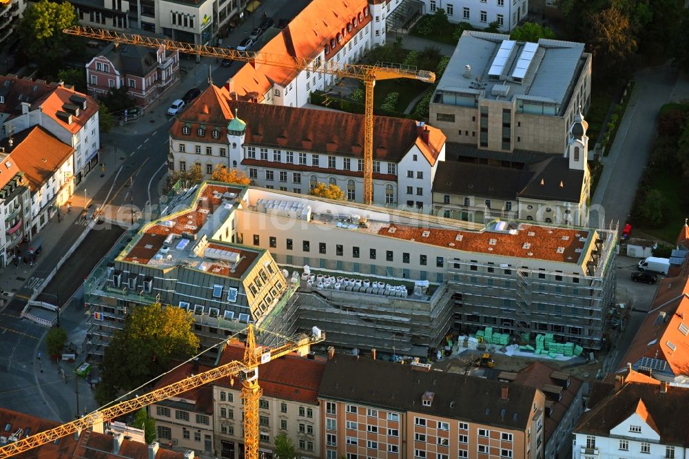 München from the bird's eye view: Construction site to build a new office and commercial building with Hotel on Pasinger Marienplatz in the district Pasing-Obermenzing in Munich in the state Bavaria, Germany