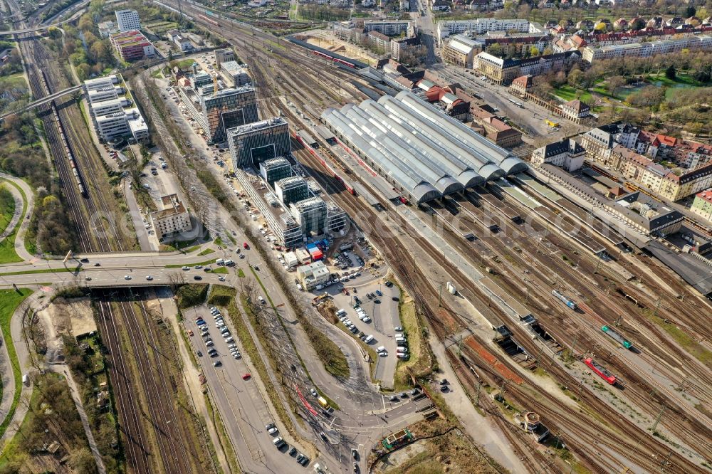 Aerial photograph Karlsruhe - Construction site to build a new office and commercial building on Schwarzwaldstrasse in Karlsruhe in the state Baden-Wurttemberg, Germany