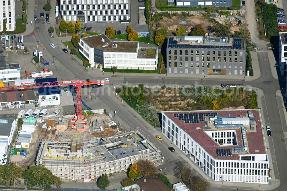 Aerial photograph Mannheim - Construction site to build a new office and commercial building on Konrad-Zuse-Ring corner Harrlachweg in Mannheim in the state Baden-Wuerttemberg, Germany