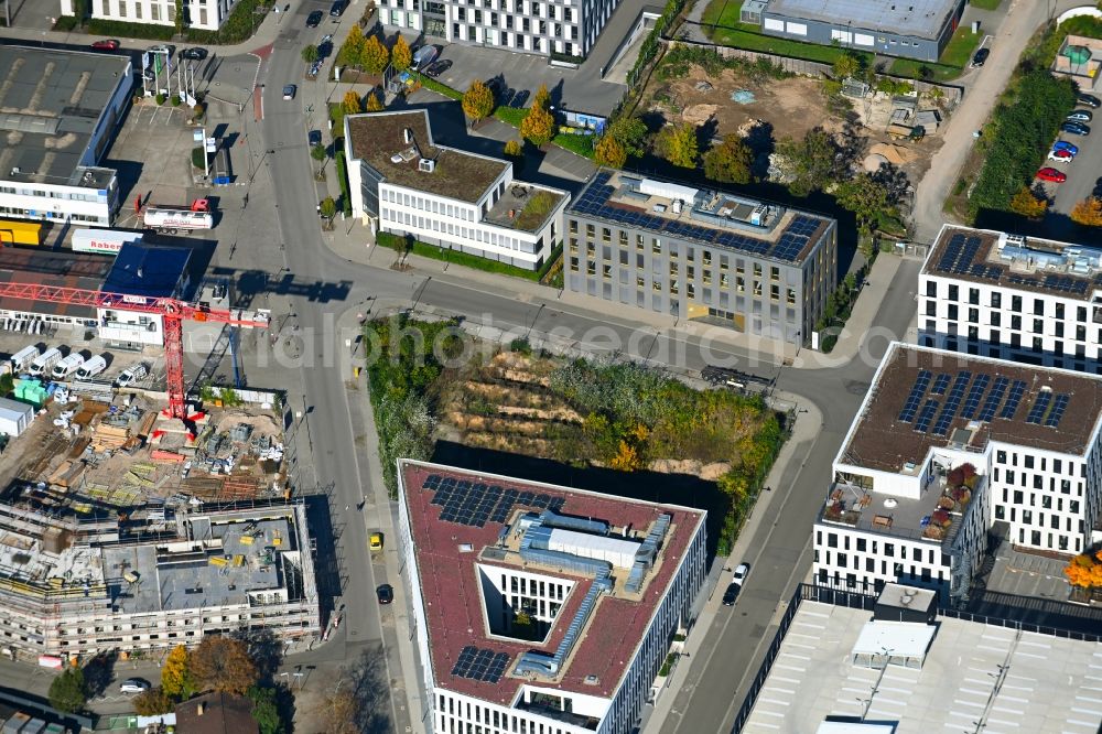 Aerial image Mannheim - Construction site to build a new office and commercial building on Konrad-Zuse-Ring corner Harrlachweg in Mannheim in the state Baden-Wuerttemberg, Germany