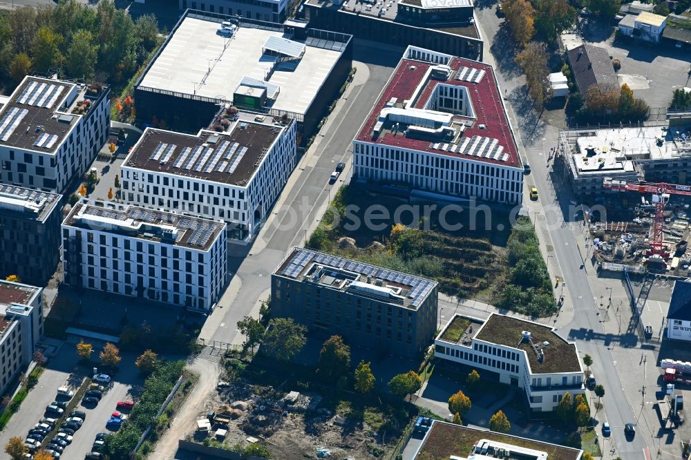 Mannheim from above - Construction site to build a new office and commercial building on Konrad-Zuse-Ring corner Harrlachweg in Mannheim in the state Baden-Wuerttemberg, Germany