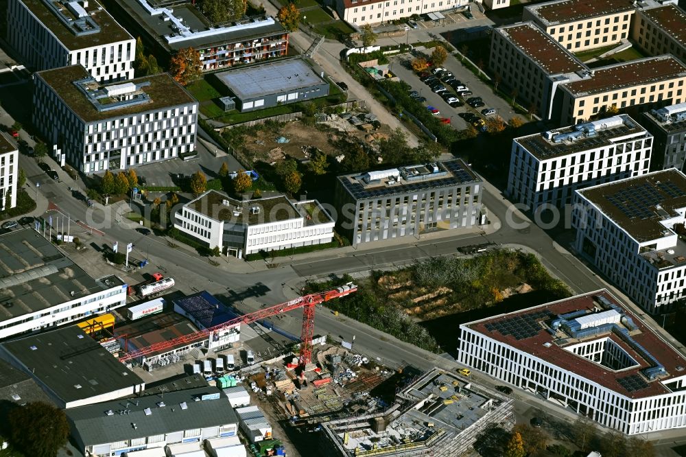 Aerial photograph Mannheim - Construction site to build a new office and commercial building on Konrad-Zuse-Ring corner Harrlachweg in Mannheim in the state Baden-Wuerttemberg, Germany