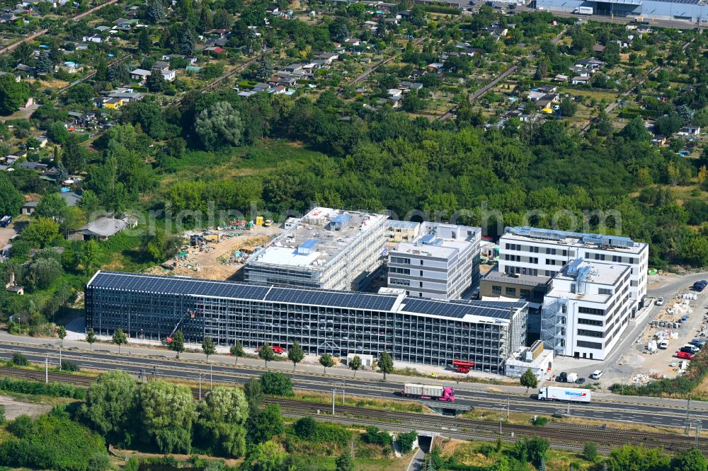 Aerial image Schkeuditz - Construction site to build a new office and commercial building LEJ Campus on street Josef-von-Copertino-Strasse in Schkeuditz in the state Saxony, Germany