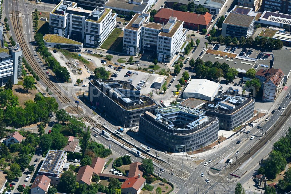 Aerial photograph Stuttgart - Construction site to build a new office and commercial building Leo - Business Campus Stuttgart on Loewentorstrasse - Pragstrasse in Stuttgart in the state Baden-Wurttemberg, Germany