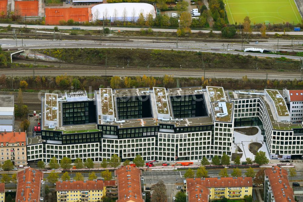 München from above - Construction site to build a new office and commercial building Mark in the district Laim in Munich in the state Bavaria, Germany