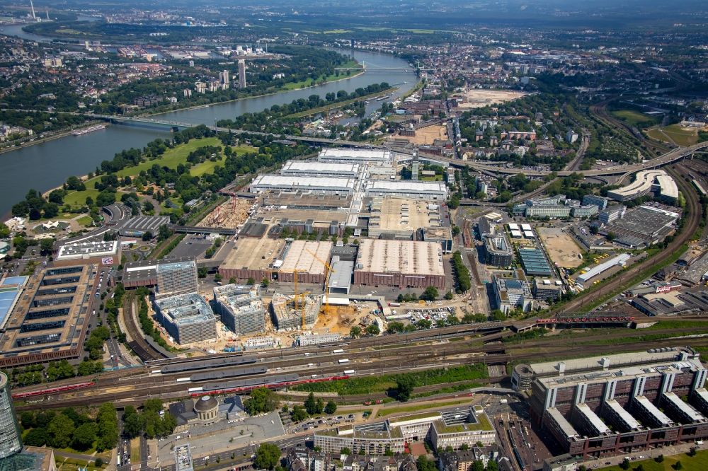 Aerial image Köln - Construction site to build a new office and commercial building MesseCity Koeln Ost in the district Deutz in Cologne in the state North Rhine-Westphalia, Germany