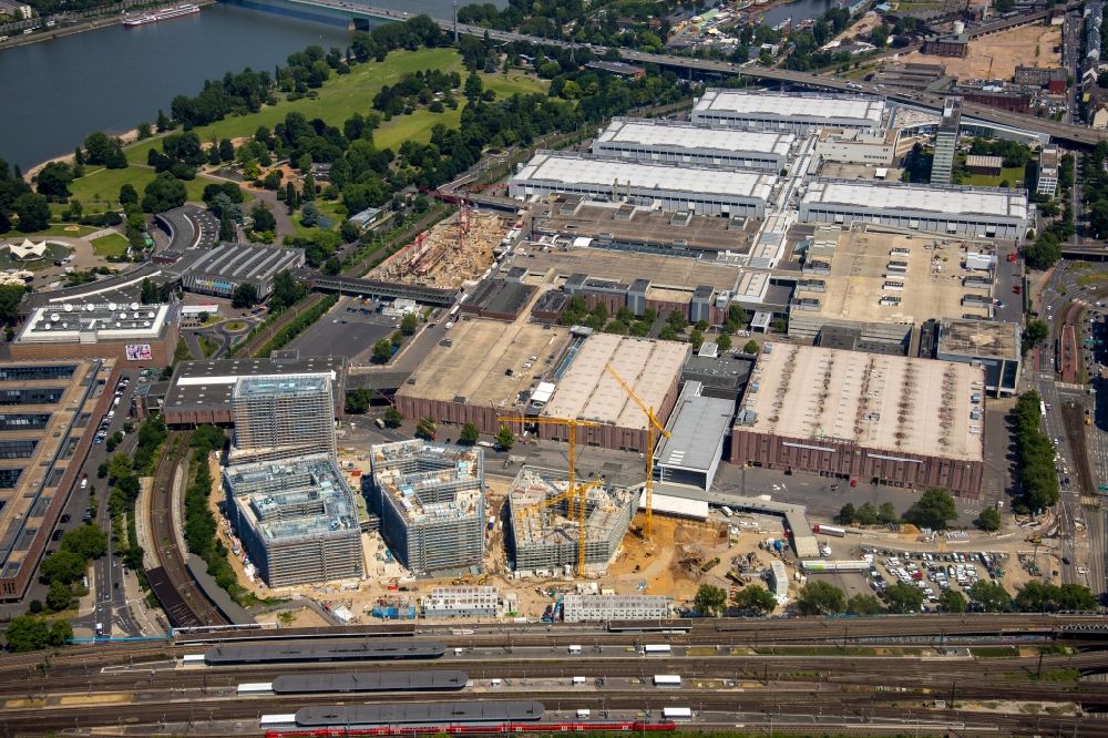 Aerial photograph Köln - Construction site to build a new office and commercial building MesseCity Koeln Ost in the district Deutz in Cologne in the state North Rhine-Westphalia, Germany