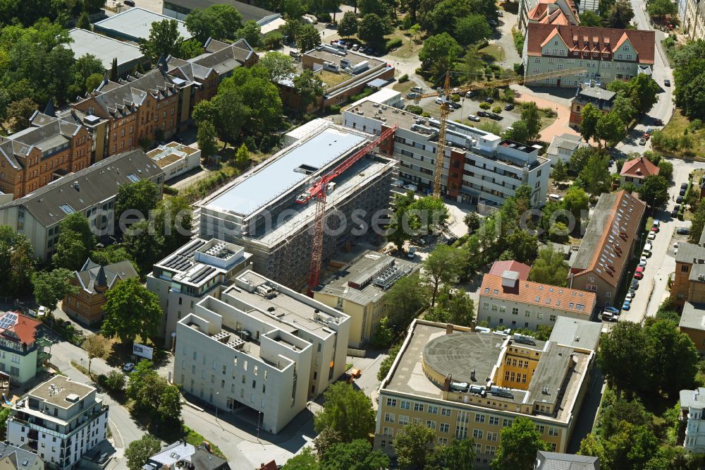 Aerial image Jena - Construction site to build a new office and commercial building eines in neues Technologie- and Gruenderzentrum (TGZ) on street Lessingstrasse in Jena in the state Thuringia, Germany