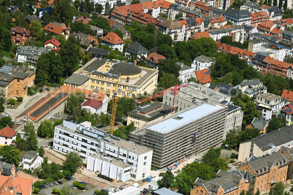 Jena from above - Construction site to build a new office and commercial building eines in neues Technologie- and Gruenderzentrum (TGZ) on street Lessingstrasse in Jena in the state Thuringia, Germany