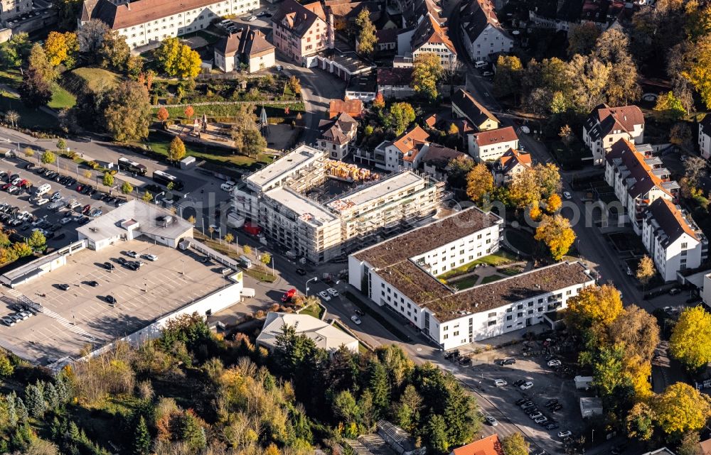Rottweil from above - Construction site to build a new office and commercial building Naegelesgrabenstrasse in Rottweil in the state Baden-Wuerttemberg, Germany