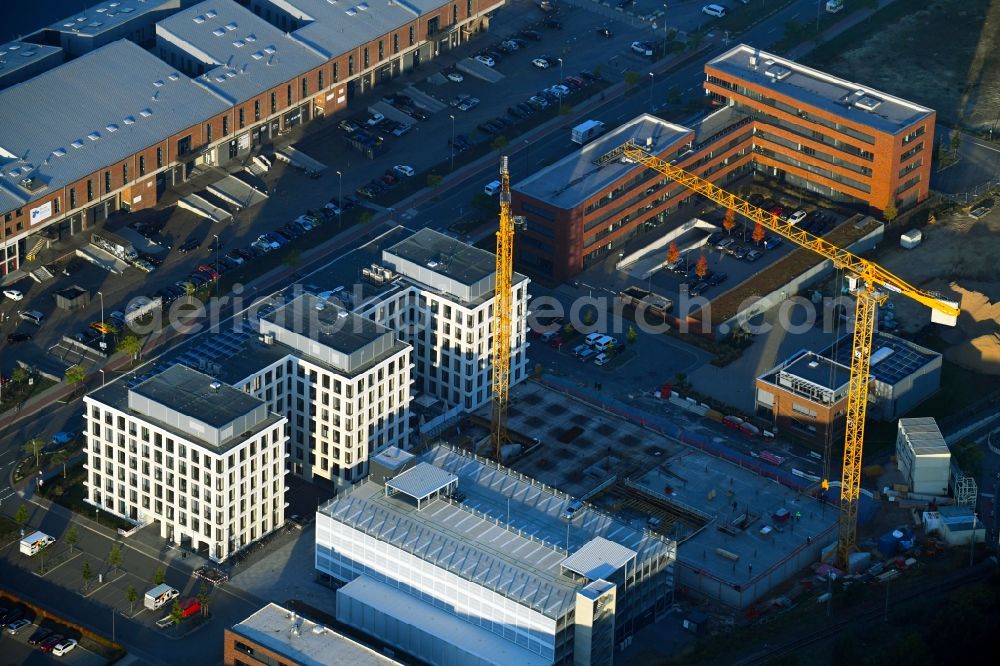 Aerial photograph Bremen - Construction site to build a new office and commercial building Office Center Ueberseestadt on street Konsul-Smidt-Strasse in the district Walle in Bremen, Germany