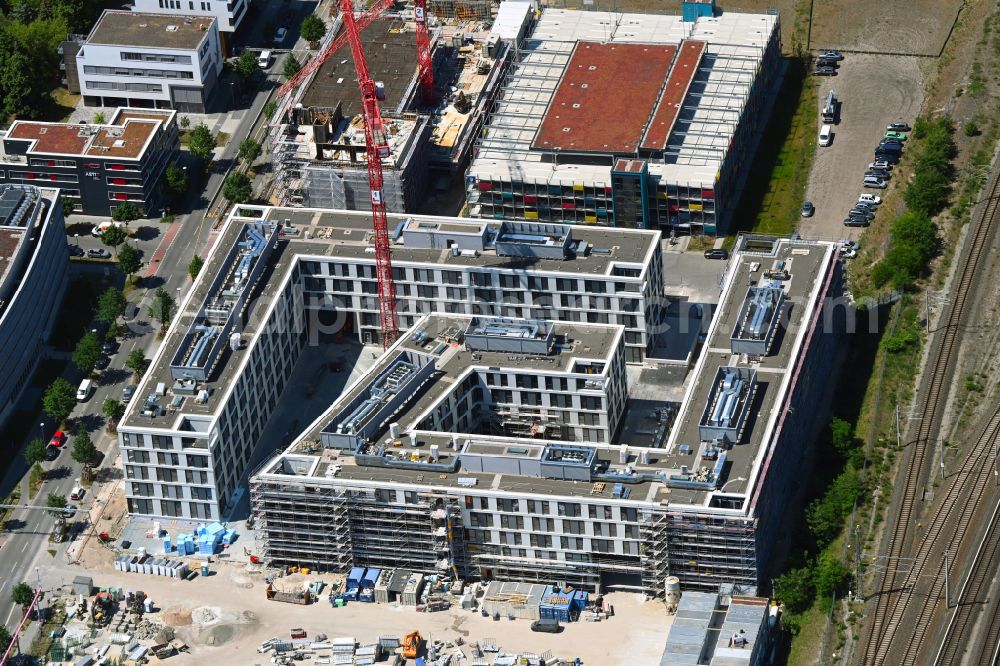Aerial photograph Berlin - Construction site to build a new office and commercial building OfficeLab Campus Adlershof on Wagner-Regeny-Strasse corner Hans-Schmidt-Strasse in the district Adlershof in Berlin, Germany