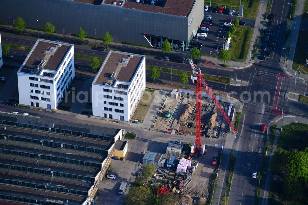 Berlin from the bird's eye view: New construction of an office and commercial building Am Oktogon in the district Adlershof in Berlin, Germany
